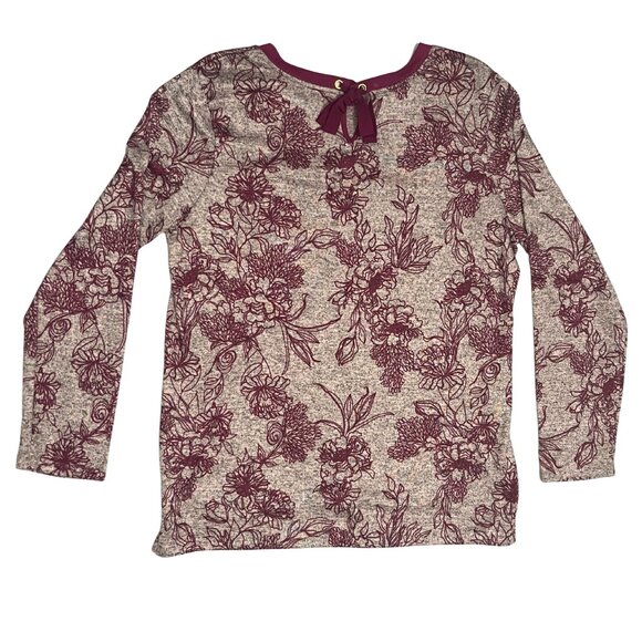 St. John's Bay Burgundy Floral Print Classic Tee Long-Sleeve Shirt Size Large - Picture 10 of 10